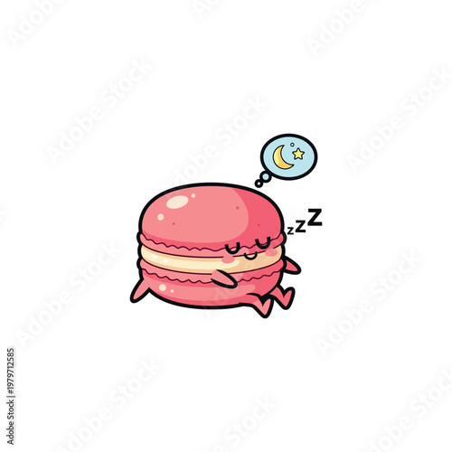 Cute cartoon macaron dessert with sleep.