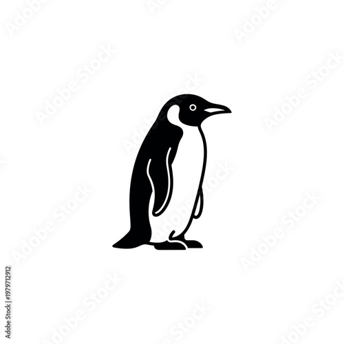 Penguin standing on white background.