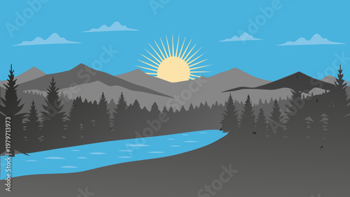 mountain landscape with lake