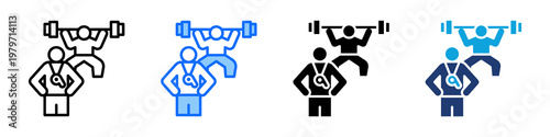 Personal Trainer Icon Set Multi Style Vector Illustration