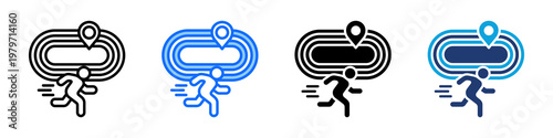 Running Track Icon Set Multi Style Vector Illustration