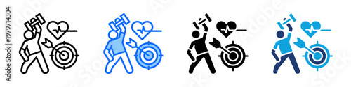 Fitness Goals Icon Set Multi Style Vector Illustration