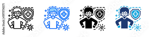 Immune System Icon Set Multi Style Vector Illustration