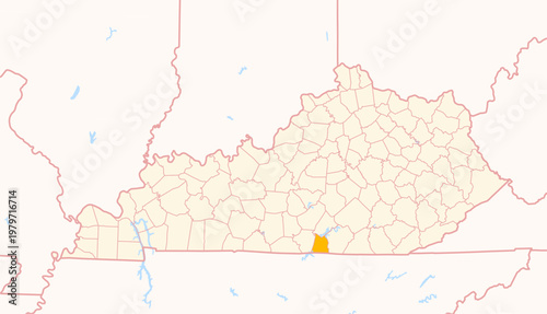 Foto Map of the County Clinton (Kentucky, US) showing the Federal State with the high