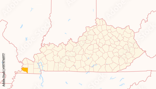 Bild auf Leinwand Map of the County Hickman (Kentucky, US) showing the Federal State with the high