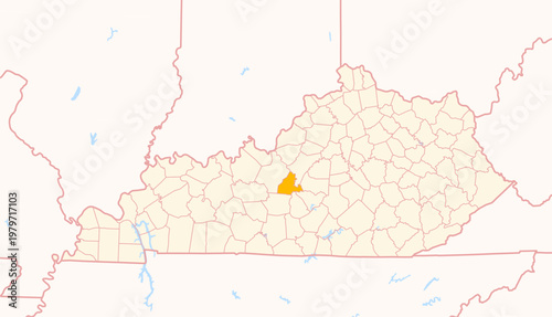 Bild auf Leinwand Map of the County Larue (Kentucky, US) showing the Federal State with the highli
