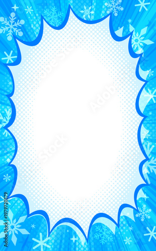 ポップな集中線とひんやりした氷の爆弾フレーム1_縦