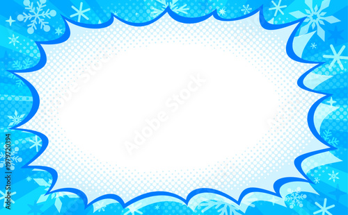 ポップな集中線とひんやりした氷の爆弾フレーム1_横