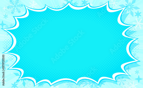 ポップな集中線とひんやりした氷の爆弾フレーム2_横