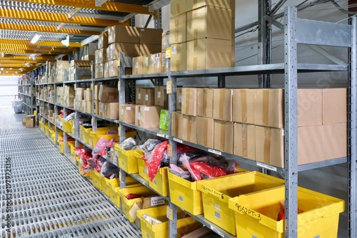 A warehouse with car spare parts. Storage, sale of auto parts, warehouse.