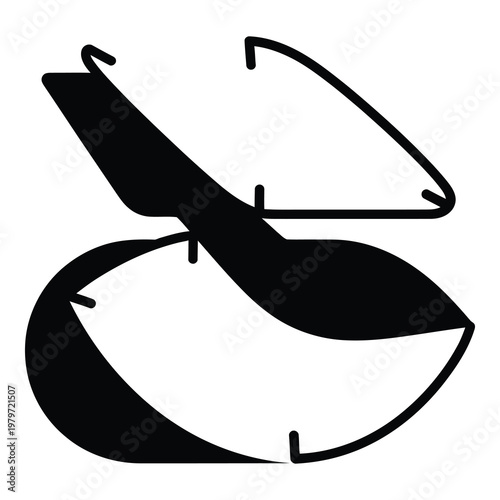 Black and white illustration of a pair of novelty 3D infinity sunglasses icon