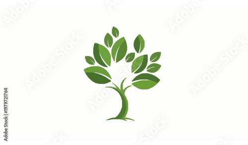 Creative negative space leaf tree logo eco concept modern green vector branding icon