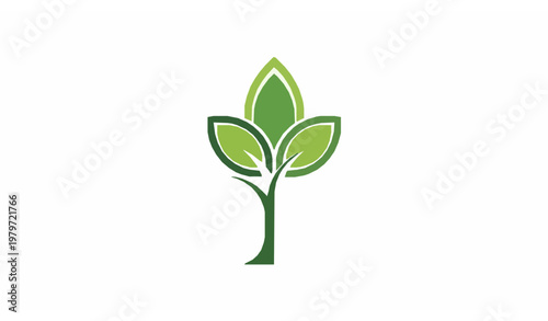 Abstract eco tree logo with layered leaves circular harmony green business vector design
