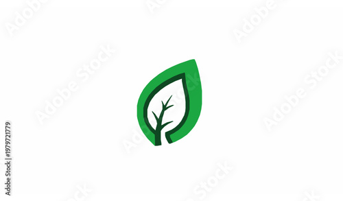 Creative negative space leaf tree logo eco concept modern green vector branding icon