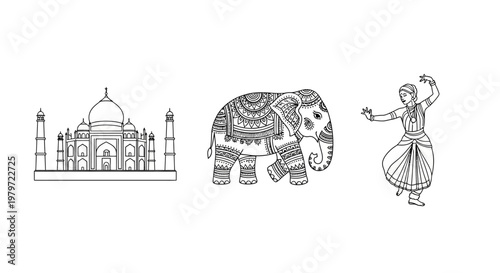 Indian classical dancer with elephant.