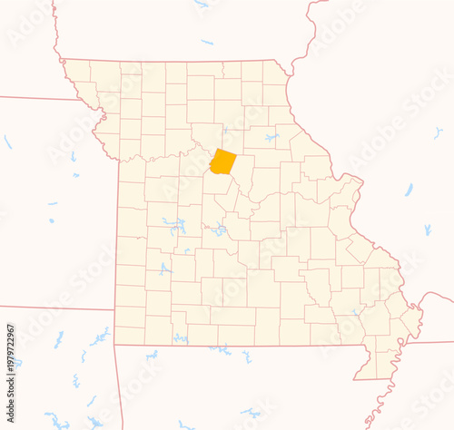 Foto Map of the County Howard (Missouri, US) showing the Federal State with the highl