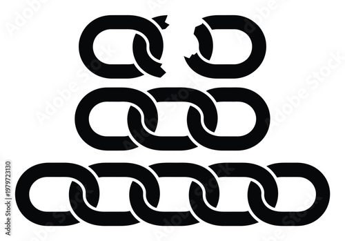 Broken and intact chain links in a