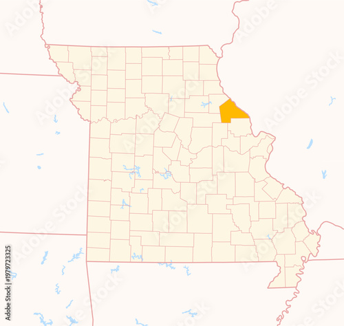 Map of the County Pike (Missouri, US) showing the Federal State with the highlighted County