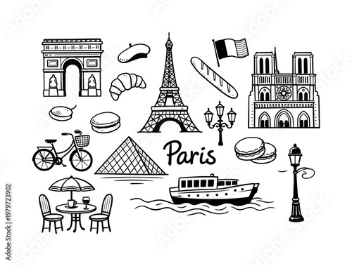 Collection of hand-drawn playground and outdoor activity icons in a simple doodle style