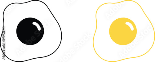 Contrast between a raw egg and a fried egg with runny yolk Vector

