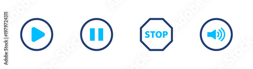 Media control icons set, Solid icon elements