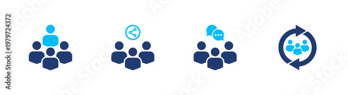collaboration tools icons set, Solid icon elements
