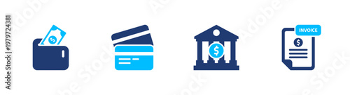 Finance icons set, Solid icon elements