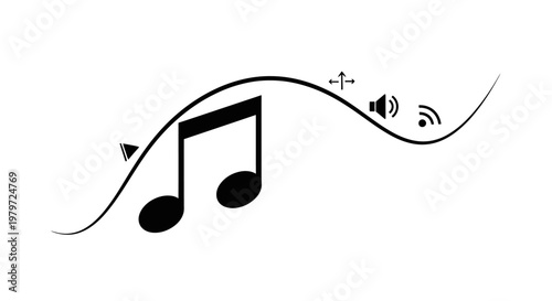 Music note with sound wave symbol.