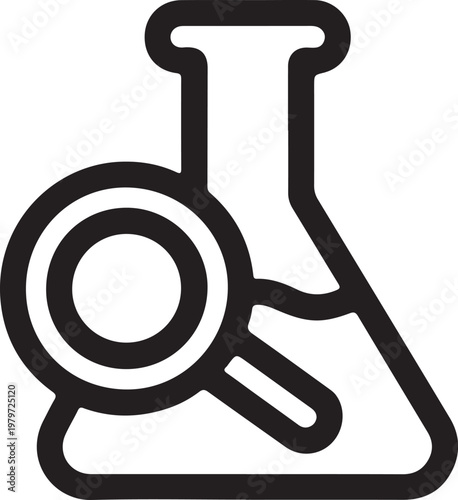A classic laboratory volumetric flask with a round bottom and narrow neck for precise liquid measurement Vector

