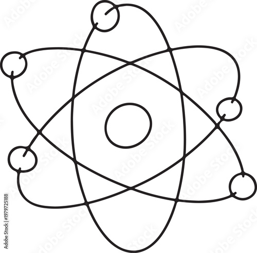 A simple bohr model representation of an atom with five electrons in its orbit. Vector

