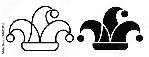 Two Jester Hats: Outline and Silhouette