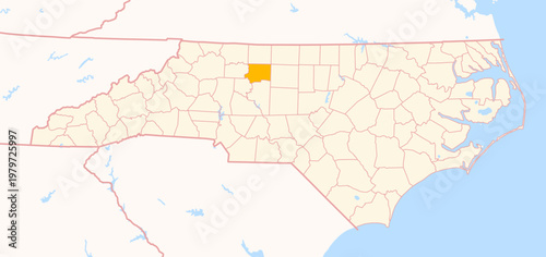 Canvas Print Map of the County Forsyth (North Carolina, US) showing the Federal State with th
