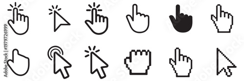 Computer mouse pointer icon set vector. Clicking pointer cursor symbol. vector illustration.