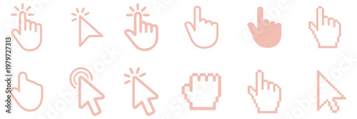 Computer mouse pointer icon set vector. Clicking pointer cursor symbol. vector illustration.