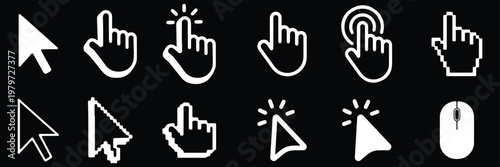 Computer mouse pointer icon set vector. Clicking pointer cursor symbol. vector illustration.