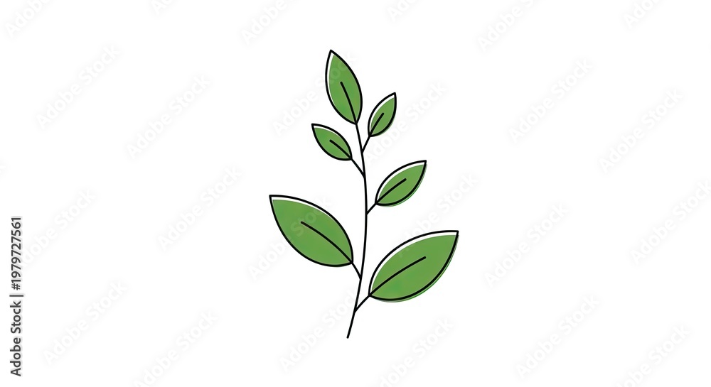 Fototapeta premium Minimalist green plant illustration on white background for various designs