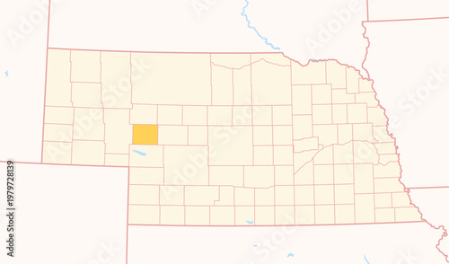 Foto Map of the County Arthur (Nebraska, US) showing the Federal State with the highl