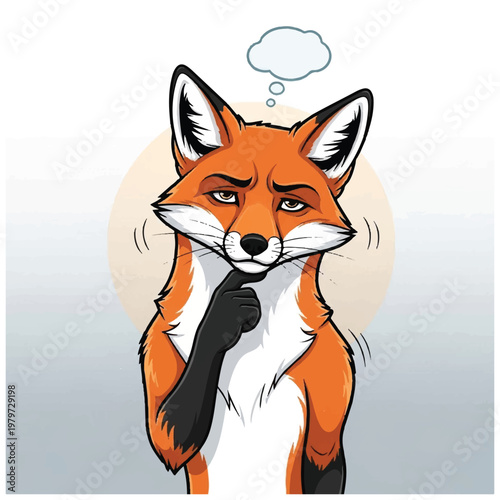Cartoon Fox with Thought Bubble.