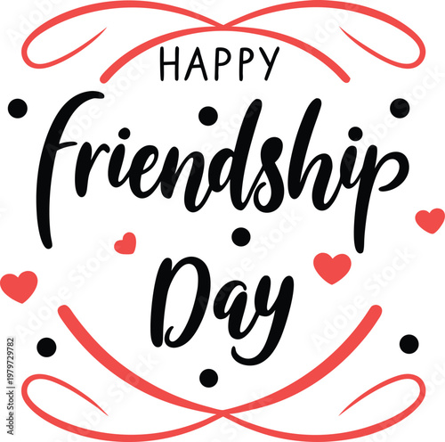 Happy Friendship Day Greeting Card Lettering