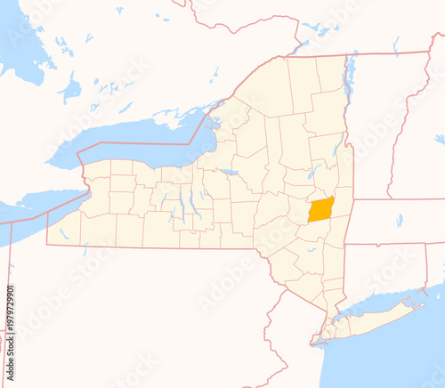 Map of the County Albany (New York, US) showing the Federal State with the highlighted County