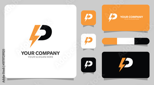 A collection of modern logo designs and branding templates for a company