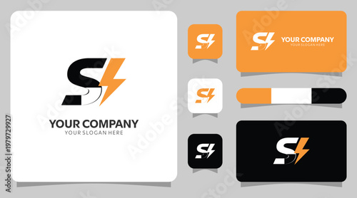 A collection of modern business logo designs with lightning bolt symbols
