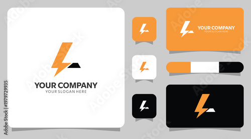 A collection of business logo designs featuring a lightning bolt symbol