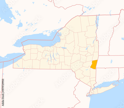 Map of the County Columbia (New York, US) showing the Federal State with the highlighted County