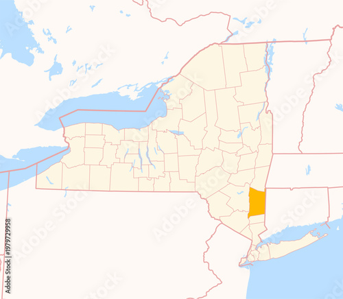 Map of the County Dutchess (New York, US) showing the Federal State with the highlighted County