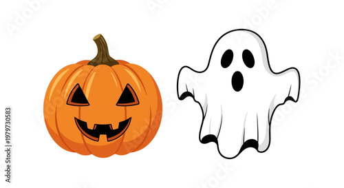 Halloween pumpkin and ghost icons.