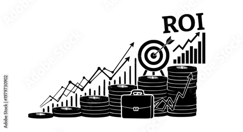 Investment & Business Coin Vector Icons – ROI, Charts & Growth