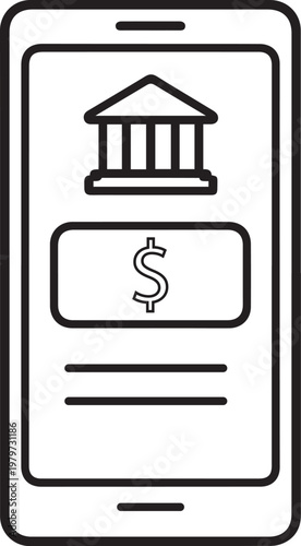 Mobile Banking Line Icon Editable Stroke Vector