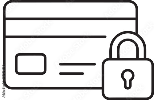 Secure Payment Line Icon Editable Stroke Vector