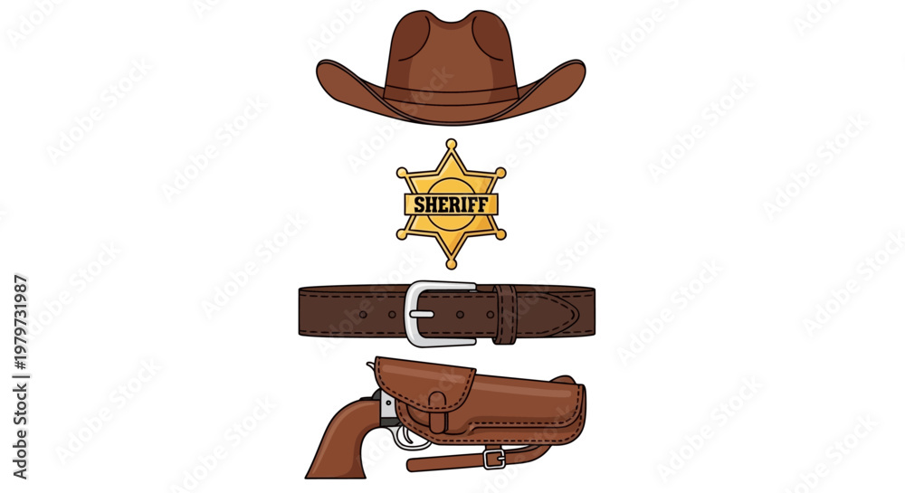 Φωτογραφία Western Sheriff Gun Holster Badge Hat.